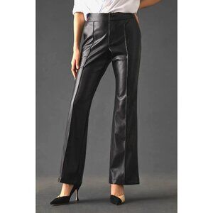 Avec Les Filles Large High-Waisted Faux Black Leather Trouser Pants NEW